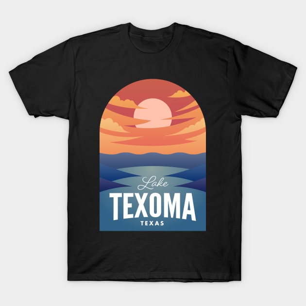 Lake Texoma TX Retro Sunset T-Shirt by HalpinDesign